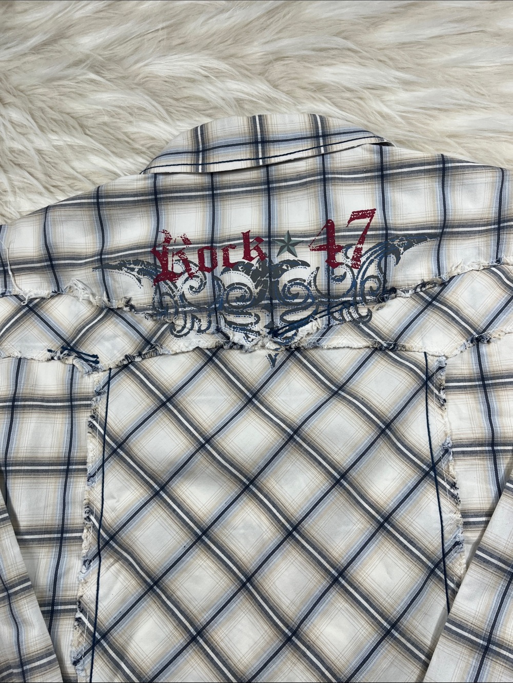 Rock 47 Snap Button Shirt XL Multi Color Plaid - Picture 5 of 6